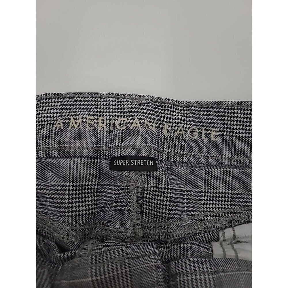 American Eagle Super Stretch Pants Women's Size 14 Regular Grey Plaid Tapered - Picture 4 of 6
